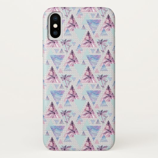 Waterverf roze en blauw palmpatroon Case-Mate iPhone case (Achterkant)