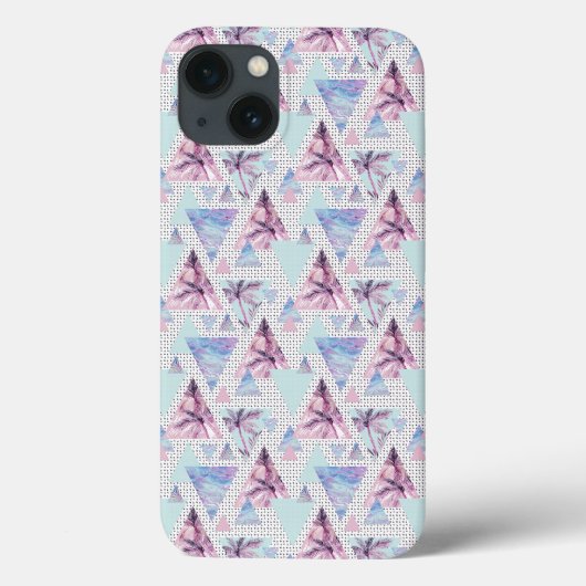 Waterverf roze en blauw palmpatroon Case-Mate iPhone case (Achterkant)