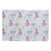 Waterverf roze en blauw palmpatroon kussensloop (Achterkant-Links)