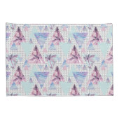 Waterverf roze en blauw palmpatroon kussensloop (Achterkant-Rechts)