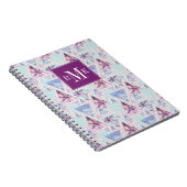 Waterverf roze en blauw palmpatroon notitieboek (Rechterzijde)