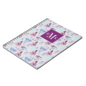 Waterverf roze en blauw palmpatroon notitieboek (Linkerzijde)