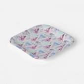 Waterverf roze en blauw palmpatroon papieren bordje (Gebogen)