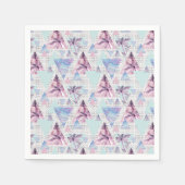 Waterverf roze en blauw palmpatroon servet (Voorkant)