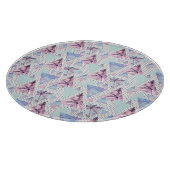 Waterverf roze en blauw palmpatroon snijplank (Hoek)