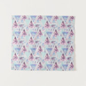 Waterverf roze en blauw palmpatroon wandkleed (Voorkant (horizontaal))