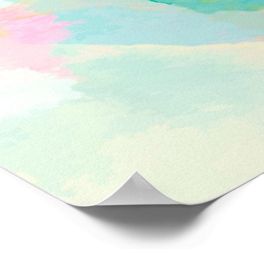 Waterverf roze en blauw poster (Hoek)