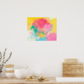 Waterverf roze en blauw poster (Keuken)