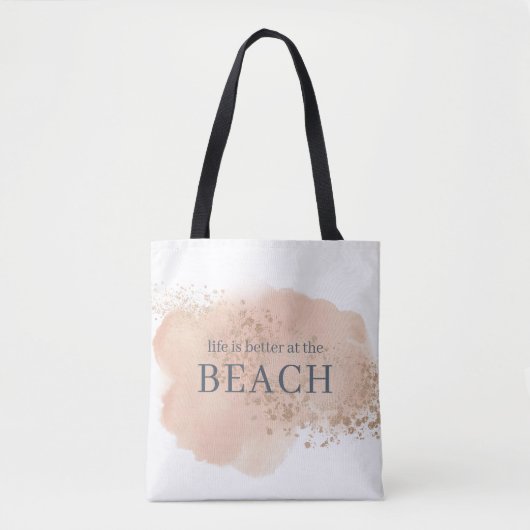 Waterverf roze en blauw strand tote bag (Voorkant)