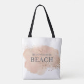 Waterverf roze en blauw strand tote bag (Achterkant)