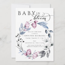 Waterverf Roze en Blauwe Bloemen Baby shower