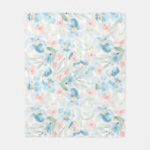 Waterverf roze en blauwe bloemen Wit Fleece Deken (Voorkant)