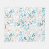 Waterverf roze en blauwe bloemen Wit Fleece Deken (Voorkant (Horizontaal))