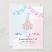 Waterverf Roze en Blauwe Circustent onthullen Kaart (Voorkant)