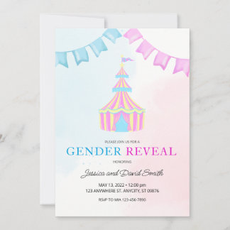 Waterverf Roze en Blauwe Circustent onthullen Kaart