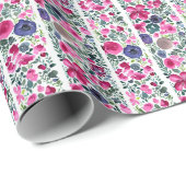 Waterverf roze en blauwe en witte strepen cadeaupapier (Rol Hoek)