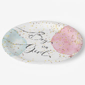 Waterverf Roze en Blauwe Genderpartij Papieren Bordje (Gekanteld)