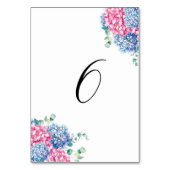 Waterverf Roze en Blauwe Hortensia Tafel 6 Kaart (Voorkant)