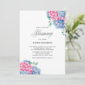 Waterverf Roze en Blauwe Hydrangeas Baby Zwelling Kaart (Staand voorkant)