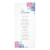 Waterverf Roze en Blauwe Hydrangeas Menu Kaart (Voorkant)