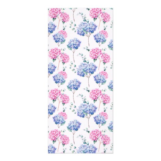 Waterverf Roze en Blauwe Hydrangeas Menu Kaart (Achterkant)
