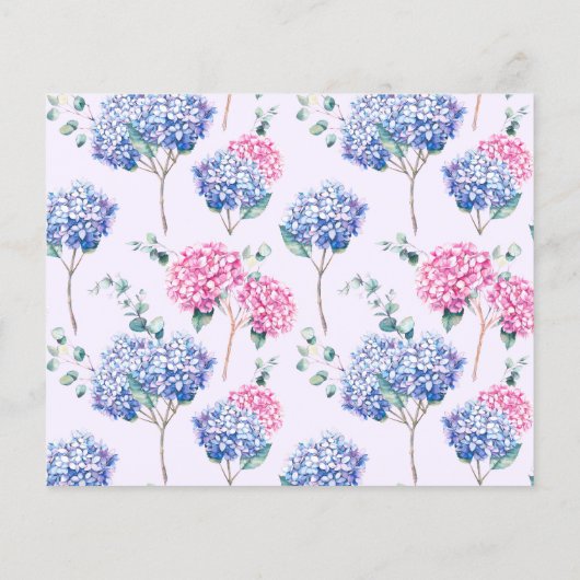 Waterverf Roze en Blauwe Hydrangeas Recipe Kaart (Achterkant)