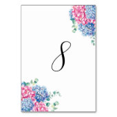 Waterverf Roze en Blauwe Hydrangeas Tabel 8 Kaart (Voorkant)