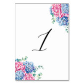 Waterverf Roze en Blauwe Hydrangewas Tabel 1 Kaart (Achterkant)