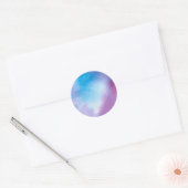 Waterverf Roze en blauwe marmer Ronde Sticker (Envelop)
