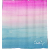Waterverf Roze en Blauwe Ombre op maat Douchegordijn (Voorkant)