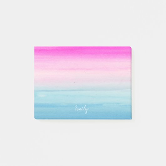 Waterverf Roze en Blauwe Ombre op maat Post-it® Notes (Voorkant)