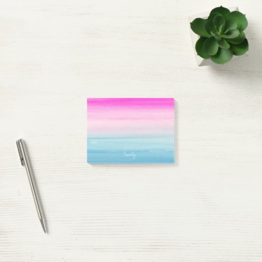 Waterverf Roze en Blauwe Ombre op maat Post-it® Notes (Kantoor)