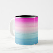  Waterverf Roze en Blauwe Ombre Tweekleurige Koffiemok (Voorkant links)