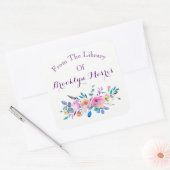 Waterverf roze en Blauwgroen bloemboekenplaat Vierkante Sticker (Envelop)
