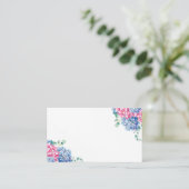 Waterverf Roze en Blue Hydrangea Wedding Floral Plaatskaartje (Staand voorkant)