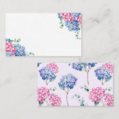 Waterverf Roze en Blue Hydrangea Wedding Floral Plaatskaartje (Voorkant / Achterkant)