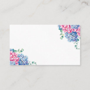 Waterverf Roze en Blue Hydrangea Wedding Floral Plaatskaartje