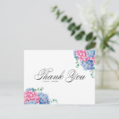 Waterverf Roze en Blue Hydrangeas Dank u wel Feestdagenkaart (Staand voorkant)