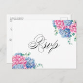 Waterverf Roze en Blue Hydrangeas RSVP Briefkaart (Voorkant / Achterkant)