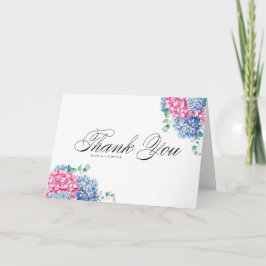 Waterverf Roze en Blue Hydrangeas Wedding Bedankkaart