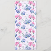 Waterverf Roze en Blue Hydrangeas Wedding Menu (Achterkant)