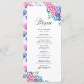Waterverf Roze en Blue Hydrangeas Wedding Menu (Voorkant / Achterkant)