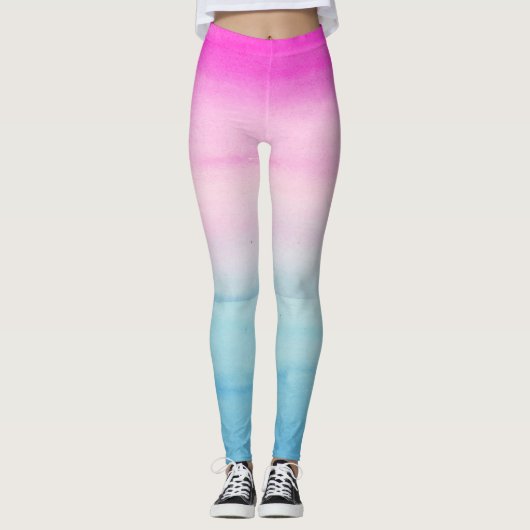 Waterverf Roze en Blue Ombre Leggings (Voorkant)