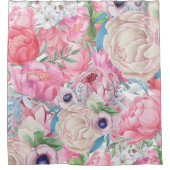 Waterverf Roze en Blush Peonies Spring Douchegordijn (Voorkant)