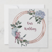 Waterverf Roze en Bourgogne Bloemen en vogels