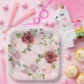 Waterverf Roze en Bourgogne Bord (Feest)