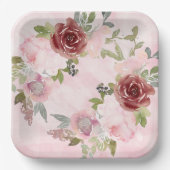 Waterverf Roze en Bourgogne Bord (Voorkant)