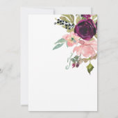 Waterverf Roze en Bourgondië Boeket Bruiloft Kaart (Achterkant)