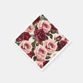 Waterverf roze en Bourgondische bloemen Servet (Hoek)