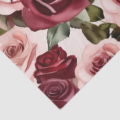 Waterverf roze en Bourgondische bloemen Tissuepapier (Detail)